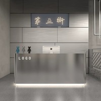 Vente directe d'usine, comptoir de réception en bois, comptoir de réception pour spa, salon, magasin de vêtements, table de caisse avec éclairage LED
