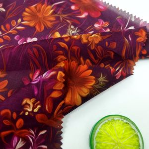 Tissu en coton biologique tissé pour vêtements féminins, design floral rouge personnalisé, tissu <span class=keywords><strong>imprimé</strong></span> 100% coton pour robes - Product Image 3