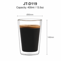 Gobelet à café en verre borosilicate à double paroi fait main, verre transparent, tasse à thé au lait