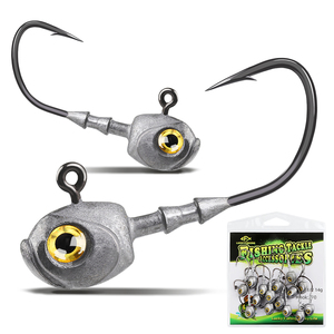 Nouveaux hameçons de pêche à tête plombée <span class=keywords><strong>3</strong></span>.5g 5g 7g 10g 14g avec yeux 3D pour truite, poisson-chat, brochet, rivière, eau douce et eau salée - Product Image 1