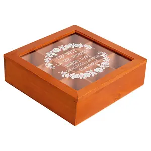 复古九格子玻璃覆盖木盒
