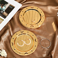 Ensemble de 6 plateaux décoratifs vintage européens en métal doré, 15 cm, décor lune et étoile, plat à bijoux, assiette à collations