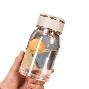 Bouteille d'eau en verre borosilicate de qualité supérieure, écologique, moderne, de qualité alimentaire, avec couvercle verrouillable, 380 ml/500 ml, compatible lave-vaisselle et micro-ondes - Product Image 1