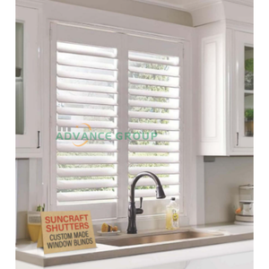 Volets en PVC prêts à l'emploi pour <span class=keywords><strong>baie</strong></span> <span class=keywords><strong>vitrée</strong></span>, installation facile, lames en bois véritable, volets à persiennes en bois, volets en aluminium - Product Image 3