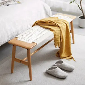 Massive Holzrahmen Schuhe Wechsel hocker Natural Rattan Ottoman Bank Einfache nordische Wohnzimmer Esszimmers tuhl