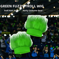 Lot de 2 Bandeaux de Costume en Polyester Vert Effet Poilu, Accessoires de Cheveux Amusants et Moelleux pour Perruque de Troll, Unisexe Adulte, pour Fêtes Sportives