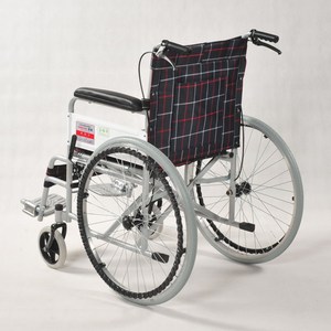 Jinya <b>Folding</b> Manual Wheelchair With <b>Commode</b> Seat Solid Tires High Carbon Steel Black Plaid Fabric - Product Image 3