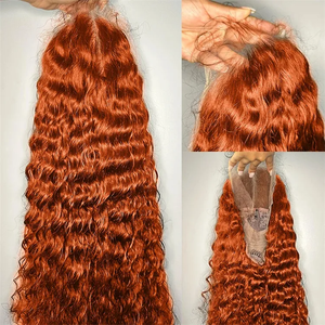 Perruque Cheveux Humains Bouclés Ondulés Profonds Roux <span class=keywords><strong>Orange</strong></span>, Dentelle Frontale Ondulée à l'Eau 13x4 13x6 HD pour Femmes Brésiliennes 200 Densité - Product Image 3
