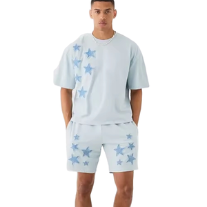 เสื้อยืดลำลองสตรีทแวร์ผู้ชายแบบสั่งทำพิเศษ OEM ลายพิมพ์ฟอกสี ระบายอากาศได้ดี น้ำหนักเบา ไซส์ใหญ่ 2 ชิ้น ลายเรียบ สำหรับฤดูร้อน - Product Image 1