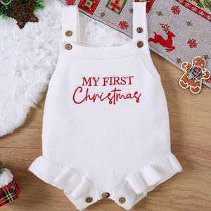 Usine personnaliser nouveau-né noël body doux et confortable 100% polyester barboteuse broderie pour les nourrissons 0-18 mois - Product Image 4