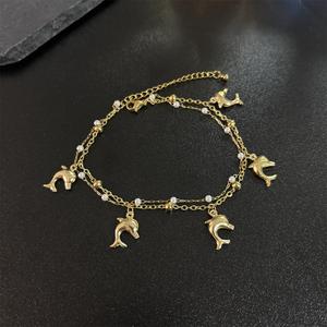 नई डिजाइन 2 परतों समुद्री जीवन मोती श्रृंखला समुद्र तट मछली शेल मछली स्टार डॉल्फिन चार्म्स स्टेनलेस स्टील महिला - Product Image 4