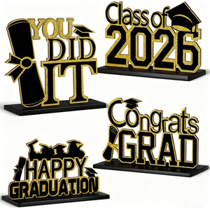 Best-Selling <b>Wooden</b> <b>Desktop</b> Ornament for Cross-Border E-Commerce Graduation Season Congratulating 2026 Table Decorative - Product Image 1