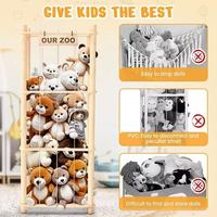 Organisateur de rangement en bois pour animaux en peluche et jouets, grande boîte de rangement pour animaux en peluche, idéal pour chambre d'enfant, salle de jeux, chambre à coucher