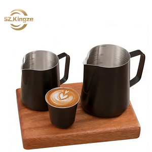 Kingze เหยือกทำจากสเตนเลสสตีลสำหรับทำกาแฟ, เหยือกทำจากสเตนเลสสตีลขนาด350มล. 600มล. 900มล. เหยือกเอสเพรสโซ่สำหรับลาเต้อาร์ต - Product Image 1