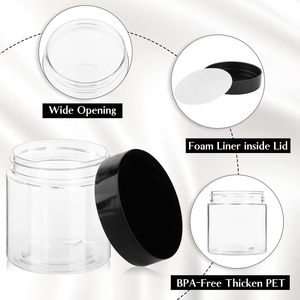 Contenedores de Plástico PET Transparentes de Boca Ancha para Almacenamiento de Alimentos al por Mayor con Tapas de Rosca Negras para Dulces, Galletas, Chocolate - Logotipo Personalizado - Product Image 3