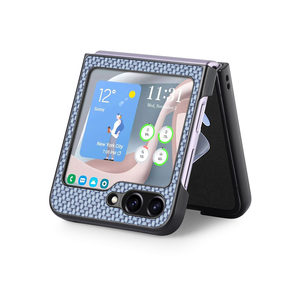 Funda Magnética con Tapa para <span class=keywords><strong>Samsung</strong></span> Galaxy Z Flip7 Z Flip6 Z Flip5, Textura de Carbono, Cuero PU, Ventana de Visualización, Ranura para Tarjetas, Anillo de Soporte - Product Image 4