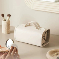 Bolsa de Maquillaje de Lujo para Mujer, Resistente al Agua, con Logotipo Personalizado, Botón, Portátil, de PU