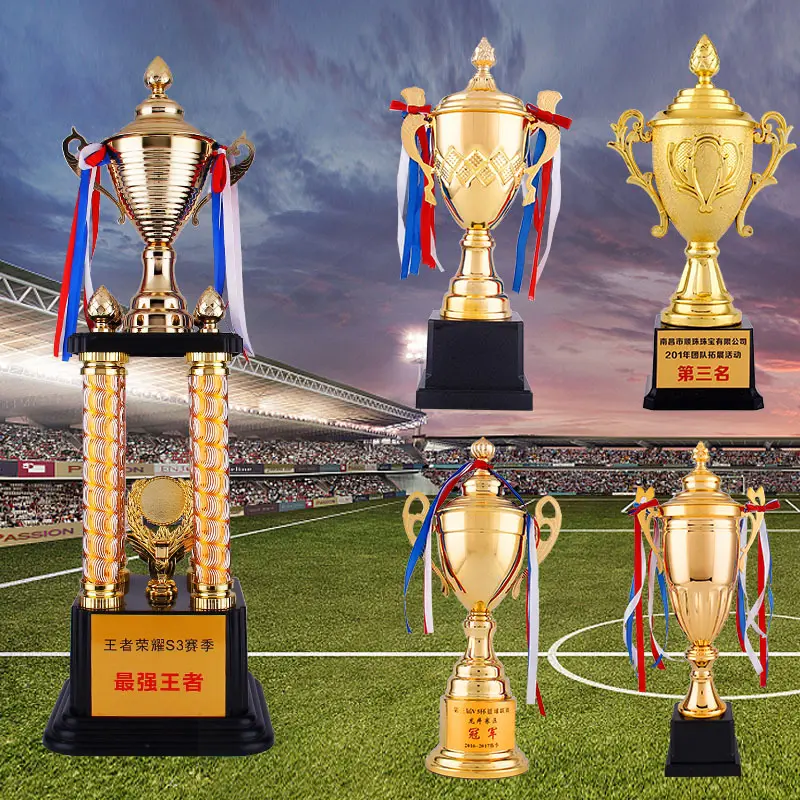 Guangzhou prezzo di fabbrica all'ingrosso champions league metal trophy cups custom metal trophy cups award trofei d'oro di calcio