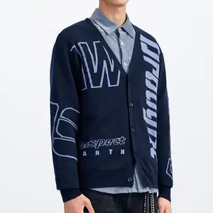 UG maglione produttore personalizzato uomo cardigan lettera jacquard maglia manica lunga uomo cappotto casual scollo a v uomo maglione cardigan