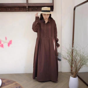 <span class=keywords><strong>Robe</strong></span> mi-longue mi-longue mi-longue à col cranté littéraire vintage à double couche en <span class=keywords><strong>gaze</strong></span> <span class=keywords><strong>de</strong></span> <span class=keywords><strong>coton</strong></span> - Product Image 4