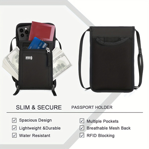 <span class=keywords><strong>Nylon</strong></span> Chống Thấm Nước Chống Trộm chủ thẻ du lịch tài liệu Pouch RFID chặn cổ Ví với RFID bảo vệ lưu trữ hộ chiếu - Product Image 4