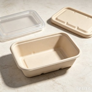 Boîte à emporter rectangulaire en fibre moulée jetable de 650 ml pour hamburgers, emballage pour repas prêts à manger et plats à emporter - Product Image 5