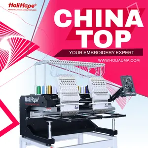 La mejor máquina de bordar camisetas HoliHope 10 años de garantía del Motor 15 agujas Máquina DE COSER bordada de 2 cabezales a la venta con CE