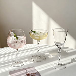 Copa de Vino de Cristal de Lujo Moderna Nórdica con Tallo en Espiral, Hecha a Mano, Ecológica, Apta para Lavavajillas, para Cócteles y Copas Coupe - Product Image 4