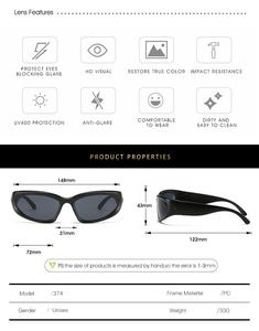 Mode Argent Miroir Ovale Sport Lunettes De Soleil <span class=keywords><strong>Steampunk</strong></span> Noir Hommes Et Femmes Autour De Lunettes De Soleil - Product Image 2