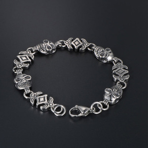 Skull Bracelet For Men <b>Titanium</b> Steel <b>Chain</b> Geometric Pattern Party Jewelry CE506 - Product Image 3
