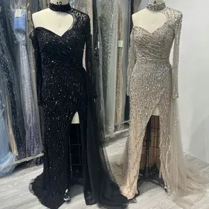 2024 роскошное вечернее платье с блестками и длинным рукавом