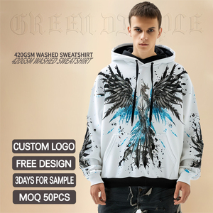 Felpe con Cappuccio Verdi con Stampa 3D Personalizzata, <span class=keywords><strong>Abbigliamento</strong></span> Anime per <span class=keywords><strong>Uomo</strong></span>, Servizio OEM, Tessuto in Pile, Pullover Lavorato a Maglia - Product Image 2