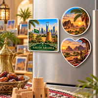 Ensemble d'aimants de réfrigérateur en céramique souvenirs d'Arabie Saoudite, forme personnalisée KSA, cadeau touristique, aimant de réfrigérateur personnalisé sur le thème des villes