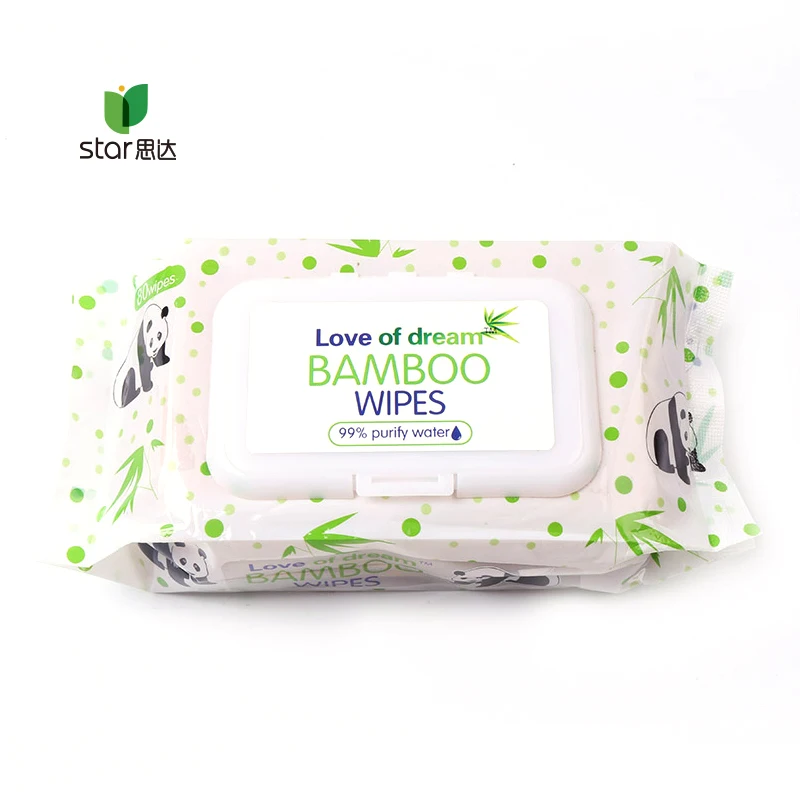 Toalhetes de fibra de bambu biodegradáveis para cuidados com o bebê, 100%