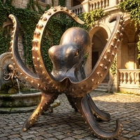 Sculpture sur mesure en bronze massif de pieuvre - Art animalier marin sur mesure, livraison mondiale, cadeau pour la Fête Nationale et les anniversaires