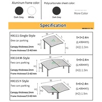 Carports à double toit en aluminium polycarbonate pour 2 voitures