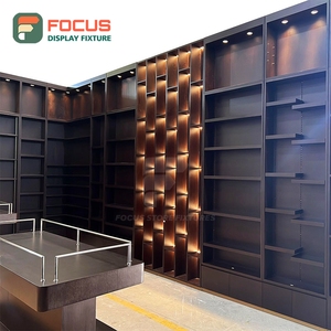 ตู้โชว์บุหรี่แบบกำหนดเอง ลายไม้ พร้อมชั้นวางกระจก ล็อคได้ ตู้เก็บบุหรี่ - Product Image 1