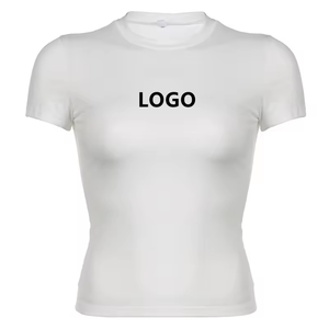 2026 Wholesale Custom logo Baby Tee Women's T-<strong>shirts</strong> Crop Top Puff Rhinestone Plain Sexy Fitted Thin Blank <strong>Shirt</strong> for Woman - Product Image 5