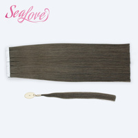 Extensions de cheveux à bandes adhésives droites couleur foncée, extensions à bandes adhésives classiques 100% cheveux humains Remy
