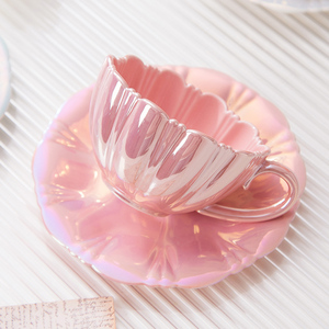 Girls Luxury 240ml Ceramic <b>Mug</b> Saucer <b>Set</b> for Afternoon Tea Modern Design Good-Looking Household Petal <b>Coffee</b> Cup Gift Cup - Product Image 3