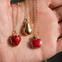 Openbare klassieke messing hangerketting met zirkoon en oliedruppel design schakelketting aardbei appel peer fruit 18k