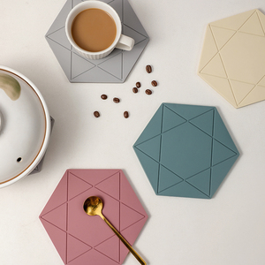 カスタムロゴ六角形食器マット折りたたみ式滑り止めボウルパッドシリコンパッド火傷防止ポットカップコースターシリコン断熱パッド - Product Image 1