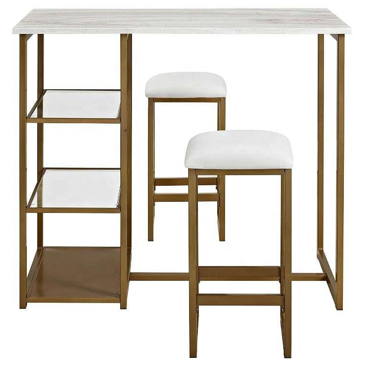 Table And Chair Set Fashionable Oak Dining Table Set With Glass Shelf For Couple Home Use
