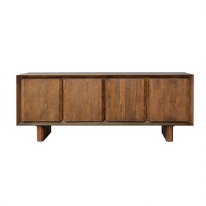 Modern Solid Wood Eco-Friendly <b>Sideboard</b> Four Panel Doors Tapered Legs Mid Century Design Living Room <b>Storage</b> Cabinet for Hotel - Product Image 1