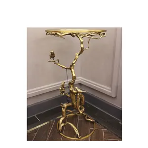 Chất Lượng Cao Vòng Cổ Thiết Kế Glass Top Đồng Kim Loại Bàn Cà Phê - Product Image 1