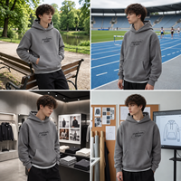 Sweat à Capuche Oversize de Luxe Uni 400-500 Gsm Coton/Polyester, Pull pour Hommes Personnalisé Streetwear Épais