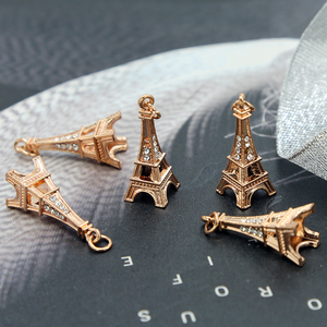 Torre Eiffel <span class=keywords><strong>Real</strong></span> chapado en oro rosa de 14K del encanto de la joyería de DIY Fabricación de pulsera - Product Image 2