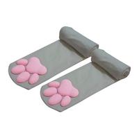 Chaussettes motif patte de chat pour femmes, noires et blanches, mi-hautes, pour filles, mignonnes, Animal Lolita, chaton, bas Cosplay