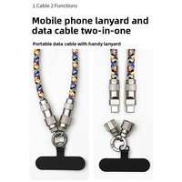 Cable de Datos de Carga Rápida con Cordón para Teléfono Móvil, Dos en Uno, Trenzado de PVC, Antipérdida, PD60W/PVC para 15/14