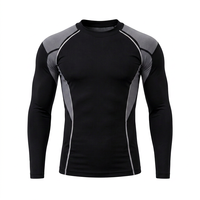 Vêtement de sport pour homme tendance à manches longues, anti-UV, à séchage rapide, en polyester et élasthanne écologiques, color-block, idéal pour les activités de plein air